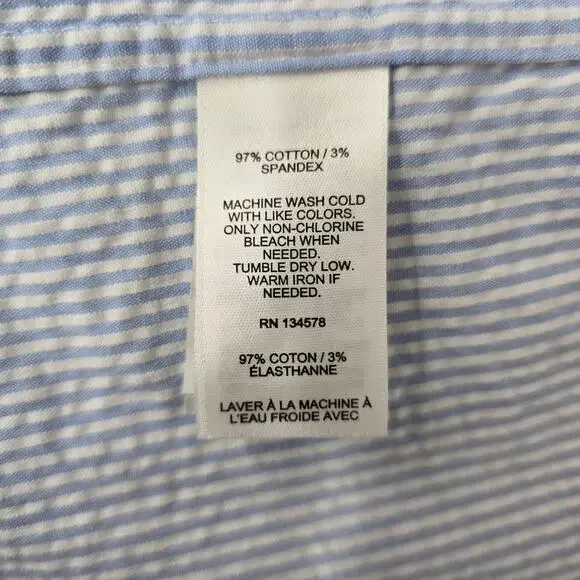 Vineyard Vines Seersucker Shirt Men S Short Sleeves Stretch Blue Striped Whale - Picture 11 of 13